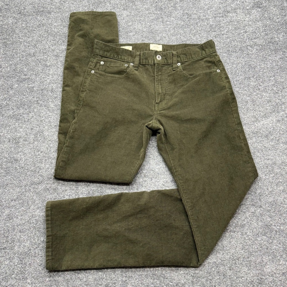 J.Crew 770 Straight Fit Corduroy Pants Mens 29x32 Olive Green Stretch Cotton